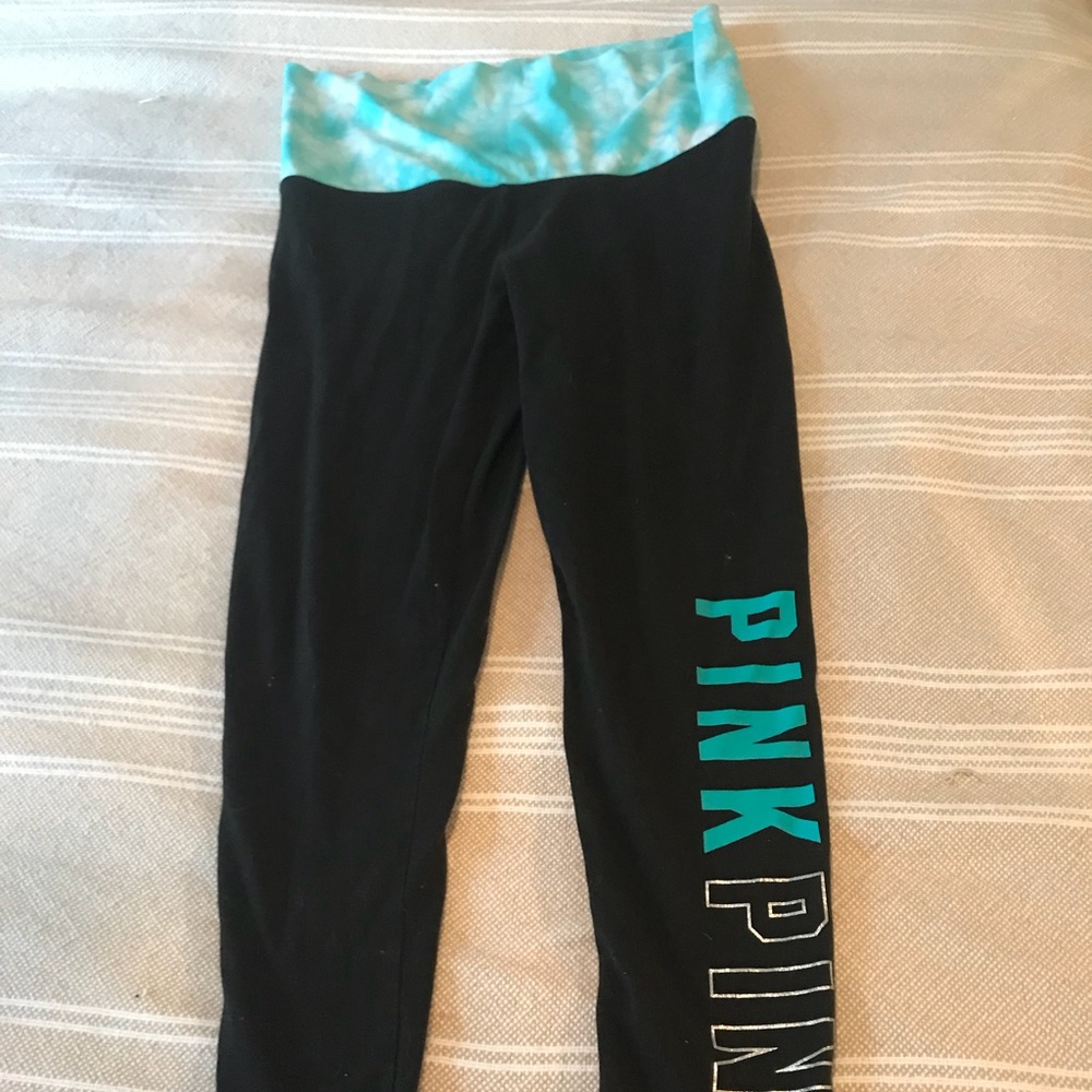 VS Pink Fold Waist Yoga Leggings